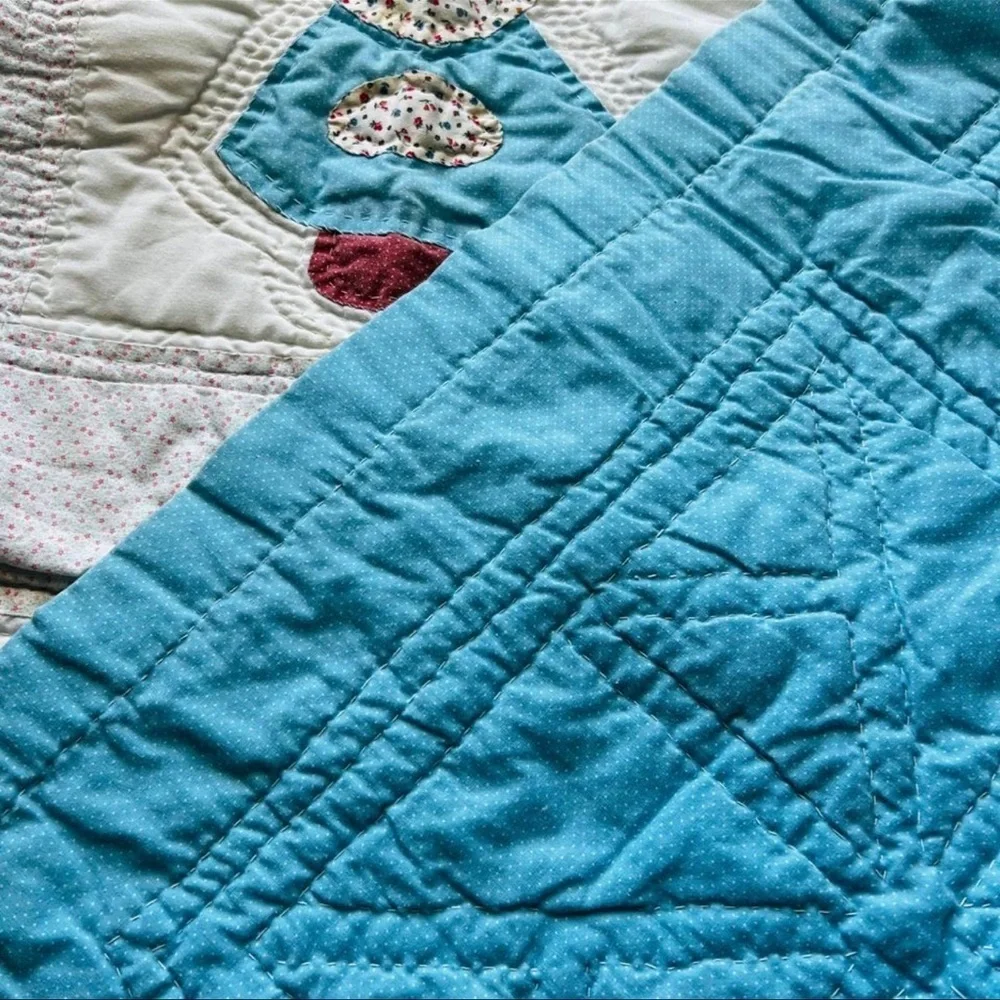 38”x55” Homemade Hand Stitched Cotton Kids Quilt.